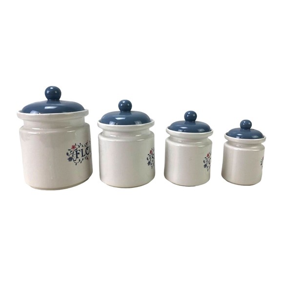 Vintage Kitchen Canister Set By Jay Imports Made In Taiwan 1990s Ceramic - Picture 2 of 10